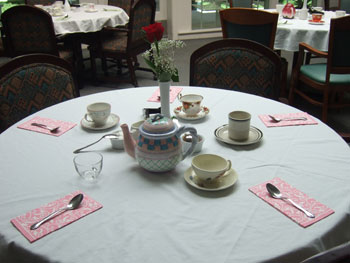 Tables set for Mother's Day tea